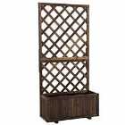 Outsunny Flower Stand Plant Shelf Outdoor Pine Trough Planter Climbing Plants - Brown