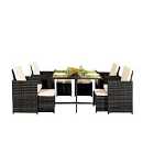 9Pc Rattan Garden Patio Furniture Set - 4 Chairs 4 Stools & Dining Table - Dark Grey