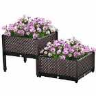 Outsunny 2-piece Raised Garden Bed Planter Box For Flowers Vegetables Herbs - Brown