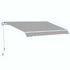 Outsunny 4X2.5M Manual Awning Window Door Sun Weather Shade With Handle - Light Grey