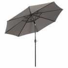 Outsunny Patio Umbrella Outdoor Sunshade Canopy With Tilt And Crank Light - Grey