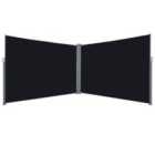 Outsunny Patio Retractable Double Side Awning Folding Privacy Screen Fence - Black
