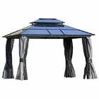 Outsunny 3.6 X 3M Polycarbonate Hardtop Patio Gazebo Canopy Withdouble-tier Roof - Charcoal Grey