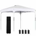 Outsunny Pop Up Gazebo Foldable With Wheeled Carry Bag & 4 Weight Bags - White