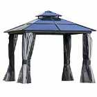 Outsunny 3 X 3M Polycarbonate Hardtop Patio Gazebo Canopy With Double-tier Roof - Charcoal Grey