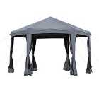 Outsunny 3.2M Pop Up Gazebo Hexagonal Canopy Tent Outdoor With Bag - Grey