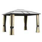 Outsunny 3M X 3.6M Aluminium Gazebo Canopy Patio Marquee Party Tent Outdoor - Brown