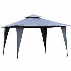 Outsunny 3.5X3.5M Side-less Outdoor Canopy Gazebo 2-tier Roof Steel Frame - Grey