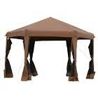 Outsunny 3.2M Pop Up Gazebo Hexagonal Canopy Tent Outdoor With Bag - Brown