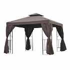 Outsunny 3 X 3M Garden Metal Gazebo Sun Shade Shelter Outdoor Party Tent - Brown