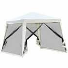 Outsunny 3X3(m) Outdoor Gazebo Canopy Tent Event Shelter With Mesh Screen Side - White