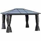Outsunny Outdoor Aluminium Hardtop Gazebo Patio Shelter With Mesh & Curtains : 420L X 360W Cm - Black