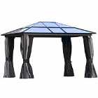 Outsunny Outdoor Aluminium Hardtop Gazebo Patio Shelter With Mesh & Curtains 360L X 300W Cm - Black