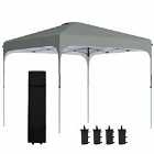 Outsunny Pop Up Gazebo Foldable With Wheeled Carry Bag & 4 Weight Bags - Grey