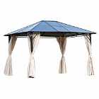 Outsunny 3X3.6M Garden Metal Gazebo Pavilion Party Tent Canopy Sun Shade - Brown