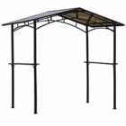 Outsunny 8Ft X 5Ft Outdoor Bbq Protective Gazebo Aluminium Frame With 2 Shelves - Black