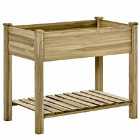 Outsunny Raised Garden Bed With Legs And Storage Shelf Elevated Wood Planter Box - Green