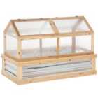 Outsunny Raised Garden Bed With Greenhouse Wooden Cold Frame - Natural