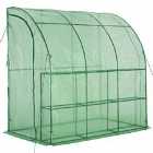 Outsunny 214 X 120 X 215Cm Walk-in Lean To Wall Tunnel Greenhouse With Door - Green