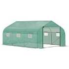 Outsunny 4.5 X 3 X 2M Outdoor Tunnel Greenhouse With Roll Up Door 6 Windows - Green