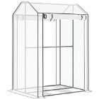 Outsunny Mini Greenhouse With Shelves And Roll Up Door 100X80X150Cm - White