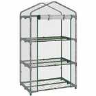 Outsunny 3 Tier Mini Greenhouse Grow House With Roll Up Door 69X49X125Cm Clear