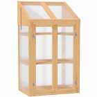 Outsunny Wooden Greenhouse Cold Frame Grow House With Double Door - Brown
