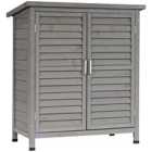 Outsunny Garden Storage Shed Solid Fir Wood Garage Organisation - Grey