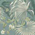 Belgravia Decor Retreat Leaf Teal/Cream Wallpaper - Sample