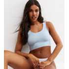 ONLY Pale Blue Frill Seamless Crop Top