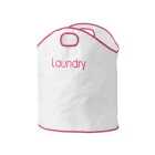 Oxford Laundry Bag, White/Hot Pink, Dual Handled