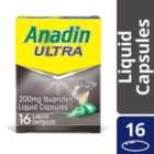 Anadin Ultra Ibuprofen Fast Acting Pain Relief Liquid Capsules 16s 16 per pack