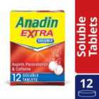 Anadin Extra Aspirin & Paracetamol Pain Relief Soluble Tablets 12 per pack