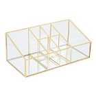 6 Compartments Clear Glass Makeup Organiser