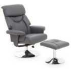 Fusion Grey Leather Reclining Chair And Footstool