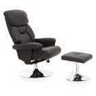 Fusion Black Leather Chair With Footstool