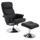 Black Leather Padded Reclining Chair And Footstool