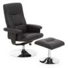 Denton Black Leather Effect Reclining Chair And Footstool