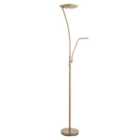 Luminosa Alassio LED 1 Light Floor Lamp Antique Brass, And Frosted Plastic