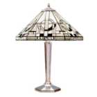 Luminosa Metropolitan 2 Light Medium Table Lamp Polished Aluminium, Tiffany Glass, E27