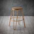 LPD Furniture Ikon Wood Seat With Gold Effect Hairpin Leg Bar Stool