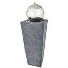 The Outdoor Living Company Tower Water Feature with Stainless Steel Orb and LEDs H78 x 26x26cm