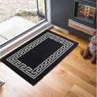 Non Slip Greek Key Design Doormats Black