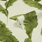 Furn. Plantain Green/Natural Beige Botanical Printed Wallpaper