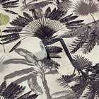 Furn. Malaysian Palm Blush Pink/Charcoal Grey Tropical Printed Wallpaper