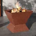 Brown Modern Square Steel Outdoor Fire Pit Wood Burning Fire Bowl