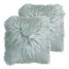 Paoletti Mongolian Polyester Filled Cushions Twin Pack Wool Blue Blush
