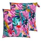 Furn. Psychedelic Jungle Outdoor Polyester Filled Floor Cushions Twin Pack Multi