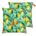 Evans Lichfield Orange Blossom Outdoor Polyester Filled Floor Cushions Twin Pack Multi