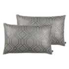 Prestigious Textiles Othello Polyester Filled Cushions Twin Pack Cotton Graphite